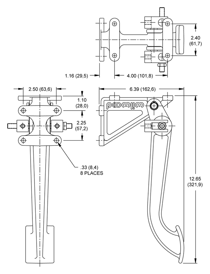 Superseded by forged aluminum arm adjustable pedal 340-13832 Drawing