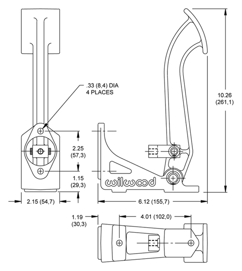 Superseded by forged aluminum arm adjustable pedal 340-13833 Drawing