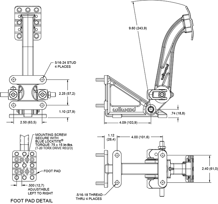 Floor Mount Brake Pedal Drawing