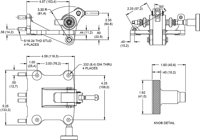 60 Degree Mount Tru-Bar Pedal Drawing