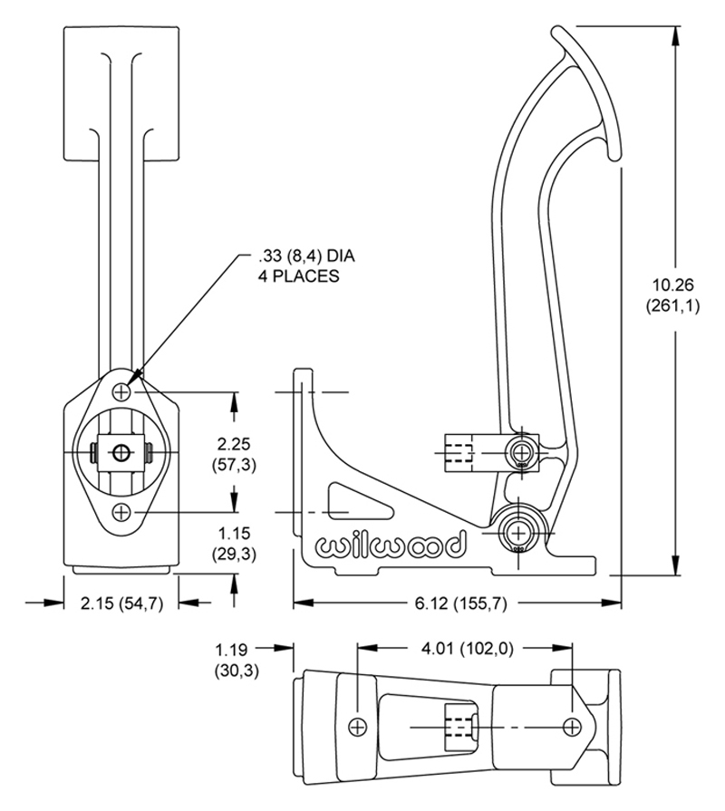 Pedal kit, contains 260-1304 Master Cylinder and 260-1333 Slave cylinder. Drawing