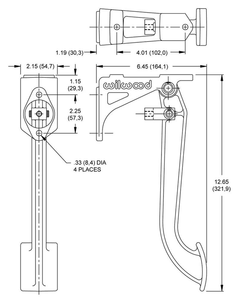 Pedal kit, contains 260-1304 Master Cylinder and 260-1333 Slave cylinder. Drawing