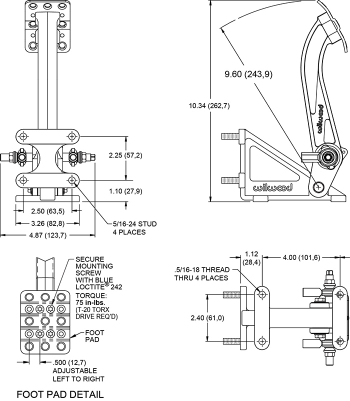 Floor Mount Tru-Bar Brake Pedal Drawing