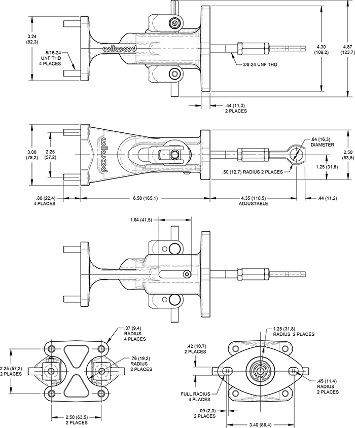 Universal Tandem Mount Balance Bar Assy w/Eyelet Drawing