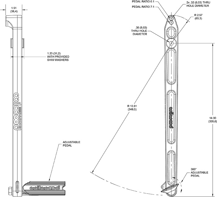 Sprint Car Adjustable Ratio Pedal Assembly Drawing