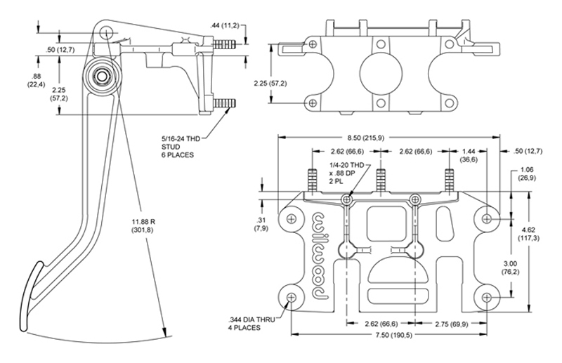 Superseded by forged aluminum arm adjustable pedal 340-11295 Drawing