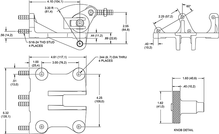 60 Degree Mount Pedal Drawing