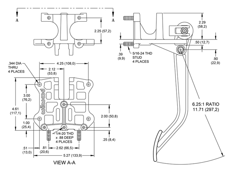 Superseded by forged aluminum arm adjustable pedal 340-12509 Drawing