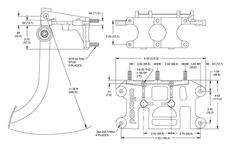 Assembly conatins steel pedals. Legal for most sanctioning bodies that require steel pedals. Drawing