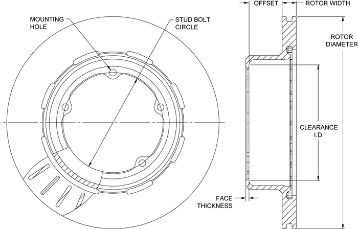 Ultralite HP 32 Vane Rotor & Hat Dimension Diagram