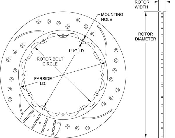 SRP Drilled Performance Rotor Drawing