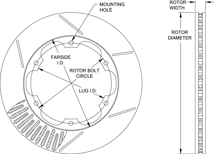 GT 72 Straight Vane Rotor Dimension Diagram