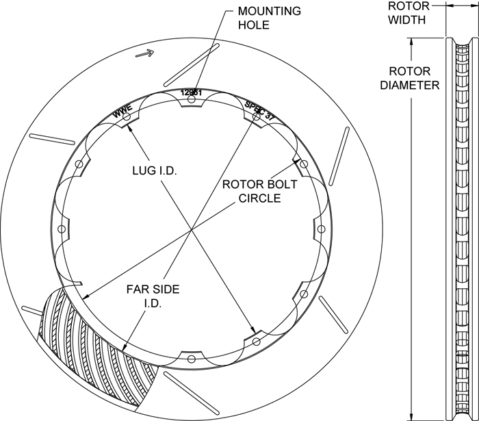 GT 48 Curved Vane Rotor Drawing