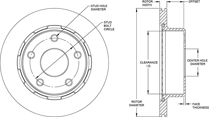 Ultralite HP 32 Vane Rotor & Hat Dimension Diagram
