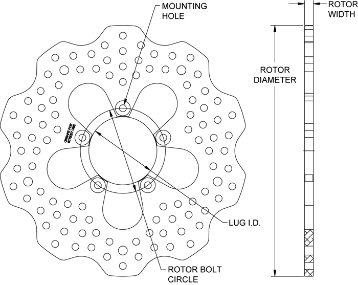 Aluminum Mini Sprint Rotor Dimension Diagram