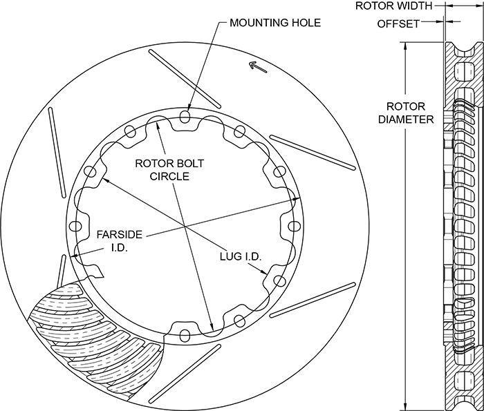 GT 48 Curved Vane Rotor Dimension Diagram