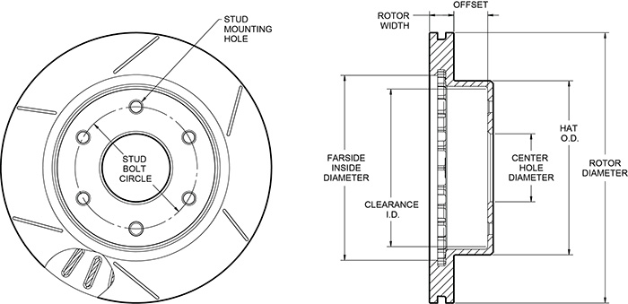 Ultralite HPS 32 Vane Rotor & Hat Dimension Diagram