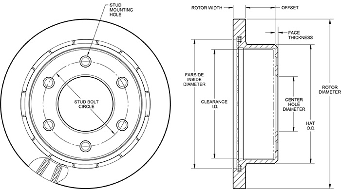 Ultralite HP 32 Vane Rotor & Hat Dimension Diagram