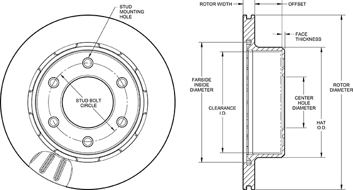 Ultralite HP 32 Vane Rotor & Hat Dimension Diagram