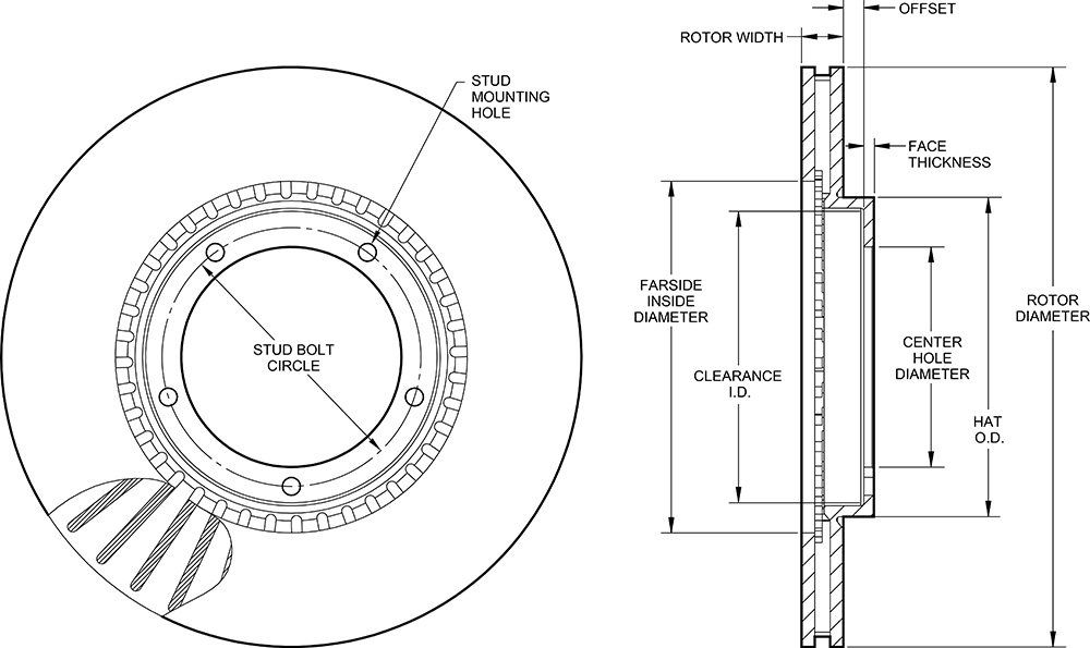 HP Vented Rotor & Hat Drawing