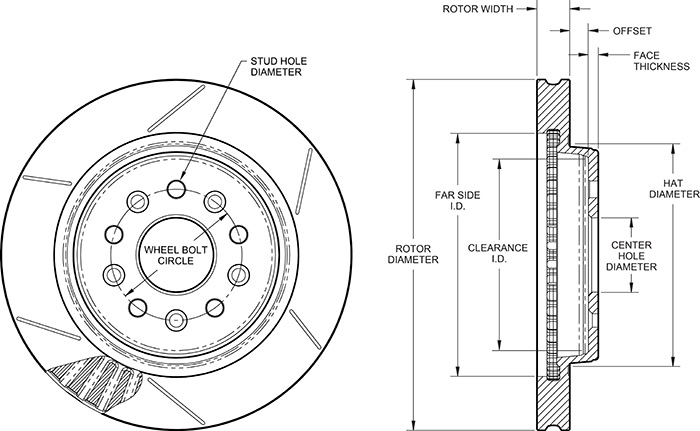 GT Vented Rotor & Hat Drawing