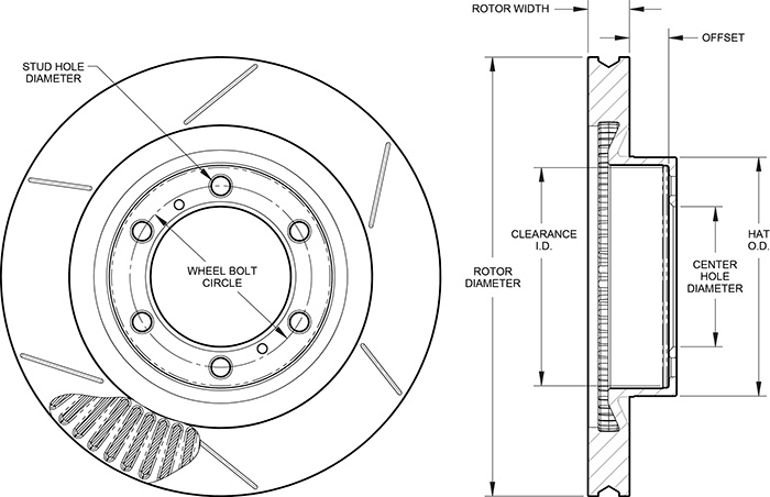 GT Vented Rotor & Hat Drawing