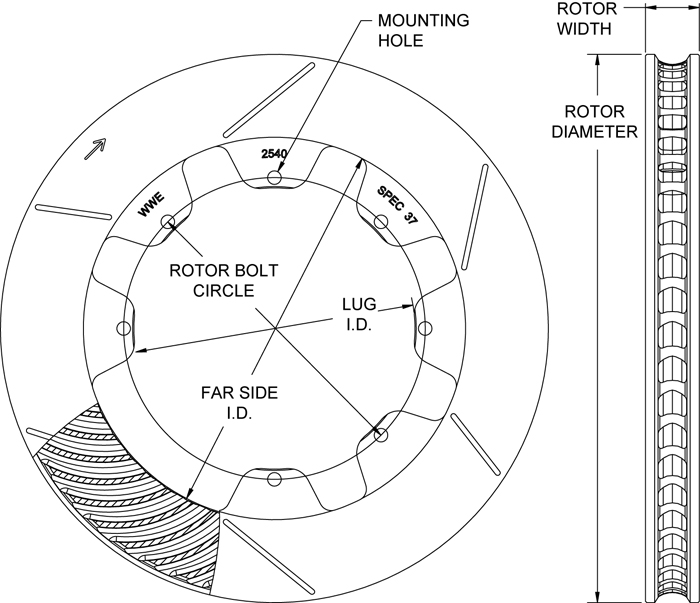 GT 48 Curved Vane Rotor Drawing