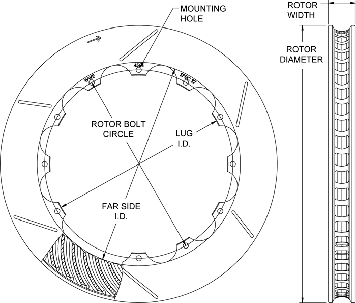 GT 48 Curved Vane Rotor Drawing