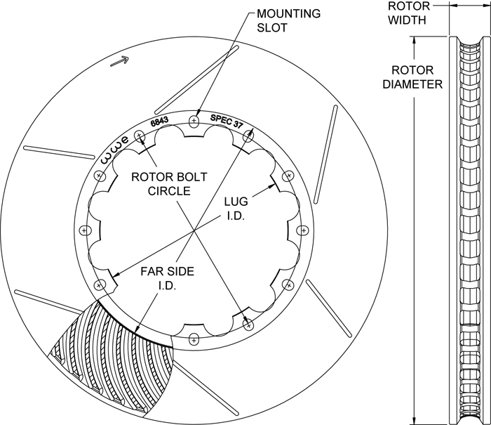 GT 48 Curved Vane Rotor Drawing