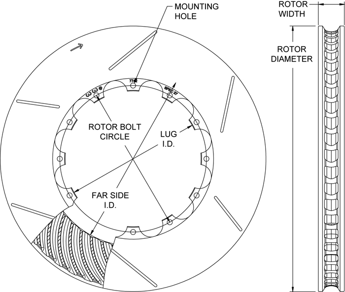 GT 48 Curved Vane Rotor Dimension Diagram