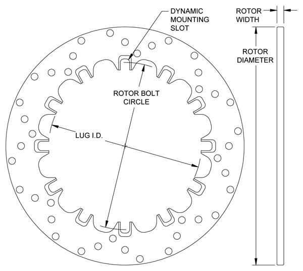 Drilled Steel Dynamic Mount Rotor Drawing