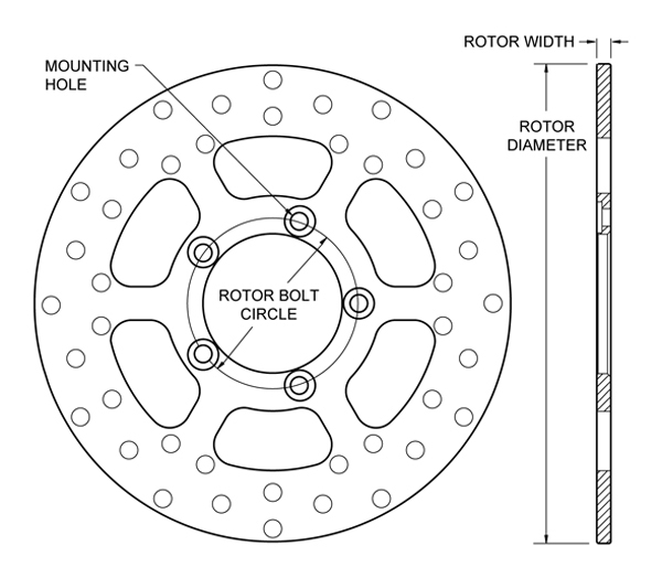 Drilled Steel Rotor Dimension Diagram