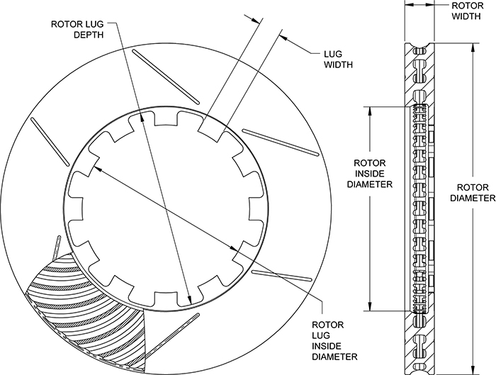 GT 72 Curved Vane Rotor Dimension Diagram