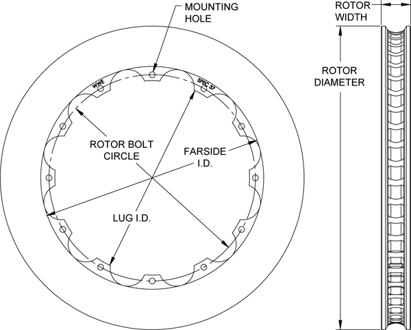 HD 48 Curved Vane Rotor Dimension Diagram