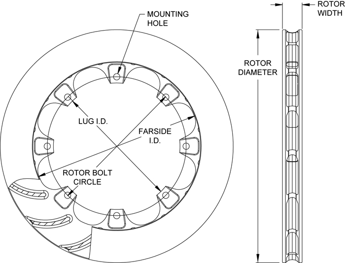 ULHD 16 Curved Vane Rotor Dimension Diagram