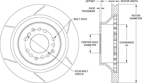 Ultralite HPS 32 Vane Rotor & Hat Dimension Diagram