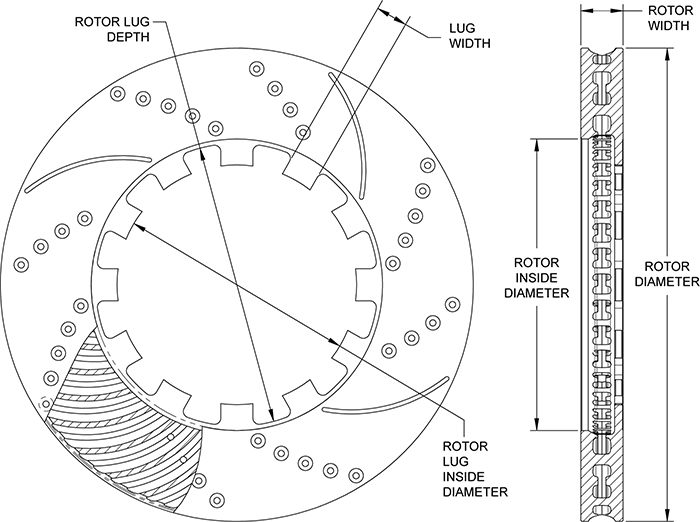 SRP Drilled Performance Rotor Dimension Diagram