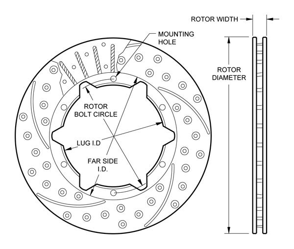 SRP Drilled Performance Rotor Dimension Diagram