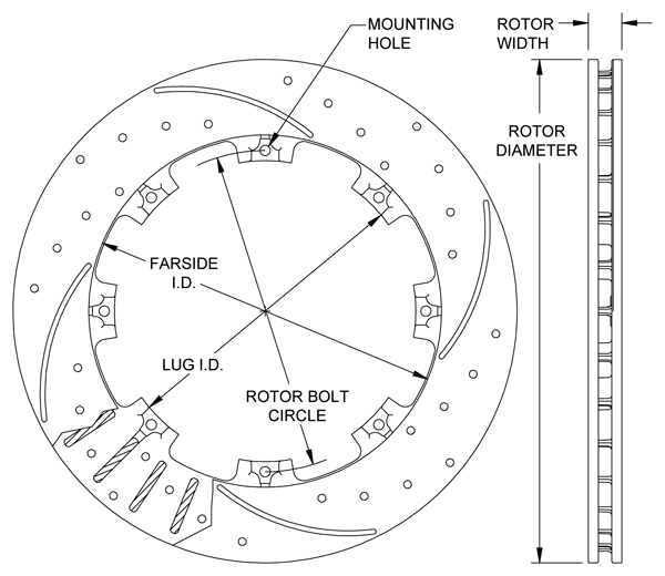 SRP Drilled Performance Rotor Drawing