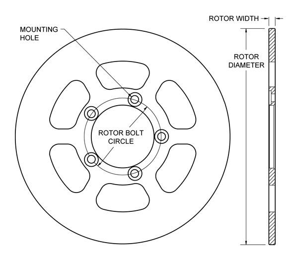 Solid Steel Rotor Dimension Diagram