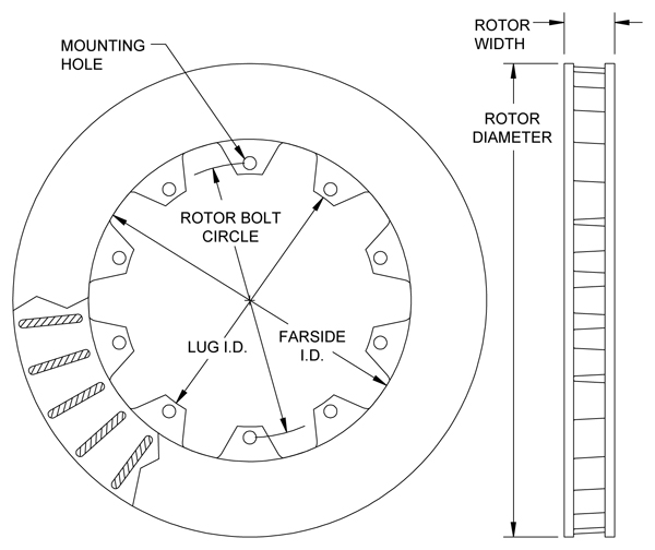 Ultralite 30 Vane Rotor Dimension Diagram