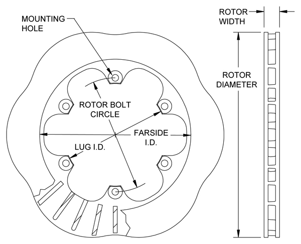 Ultralite 30 Vane Scalloped Rotor Drawing
