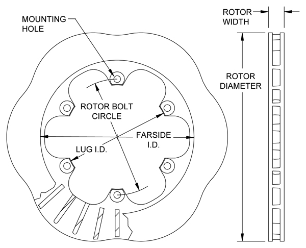 Ultralite 30 Vane Scalloped Rotor Drawing