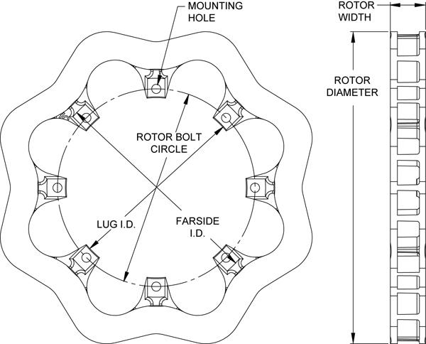 Ultralite 32 Vane Scalloped Rotor Drawing