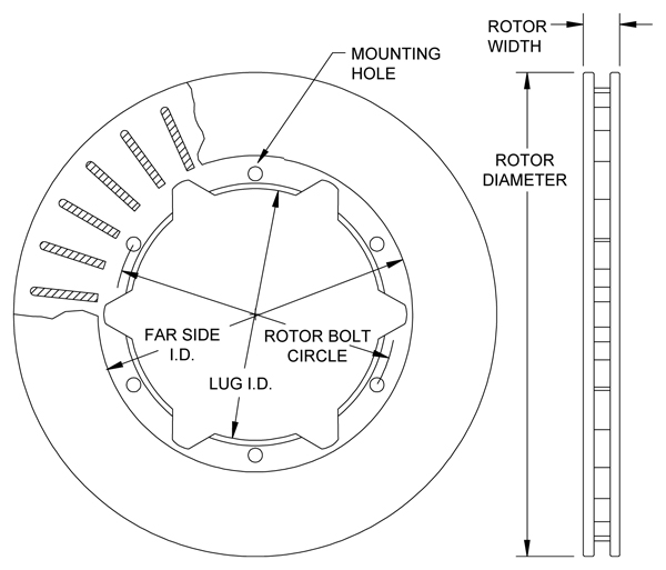 Ultralite HP 30 Vane Rotor Dimension Diagram