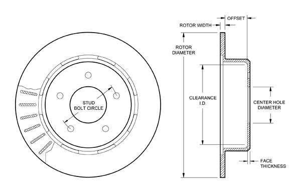 Ultralite HP 32 Vane Rotor & Hat Dimension Diagram