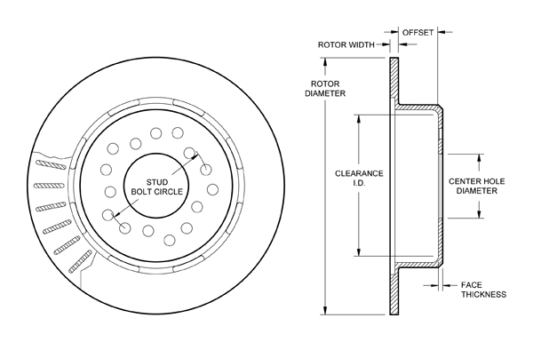 Ultralite HP 32 Vane Rotor & Hat Dimension Diagram