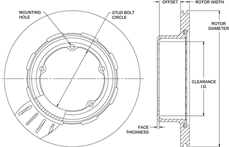 Ultralite HP 32 Vane Rotor & Hat Dimension Diagram