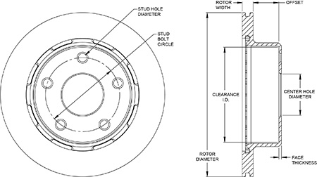 Ultralite HP 32 Vane Rotor & Hat Dimension Diagram