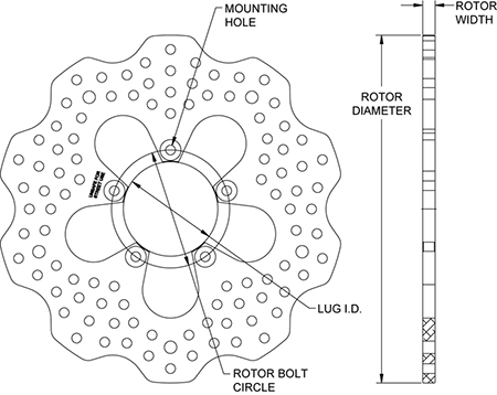 Aluminum Mini Sprint Rotor Dimension Diagram